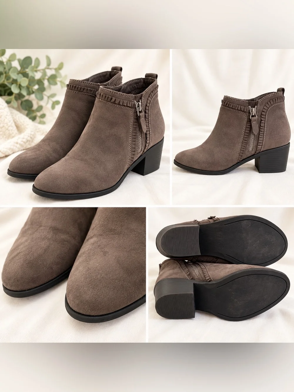 MIA Taupe Fringe Ankle Booties – Women’s Size 11